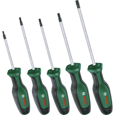 Bosch Викрутки Torx набір 5шт, T10, 15, 20, 25, 30