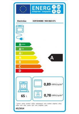 Electrolux Духовий шафа електричний, 65л, A, дисплей, конвекція, чорний