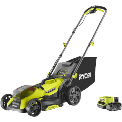 Ryobi Газонокосарка акумуляторна ONE+ HP RY18LMX33A-150 18В акб 1х5А·рік 33см 30л 25-90мм 9.3кг