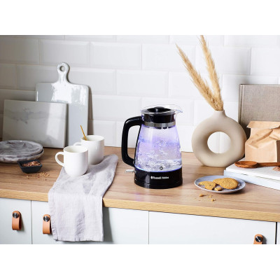 Russell Hobbs Електрочайник Russell Hobbs Hourglass 1.7л, скло, підсвічування, чорно-сріблястий