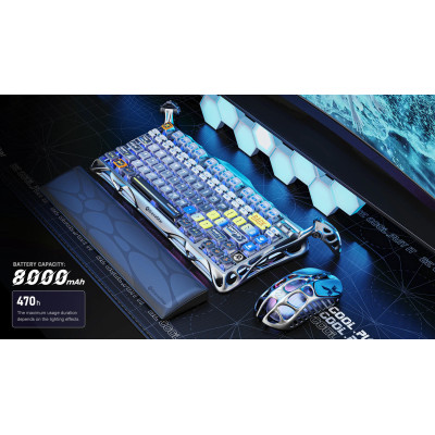 GravaStar Клавіатура механічна Mercury K1 Pro 80keys, GravaStar x Kailh Speedy Mint, BT/WL/USB, RGB, Interstellar Silver