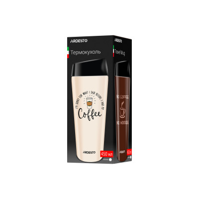 ARDESTO Термокухоль Coffee Time 450 мл, нержавіюча сталь, чорний
