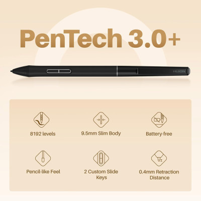 Huion Графічний планшет 6.3"x3,9" Inspiroy Frego S, BT, USB-C, чорний