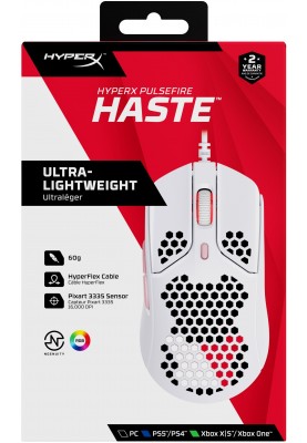 HyperX Миша Pulsefire Haste USB, White/Pink