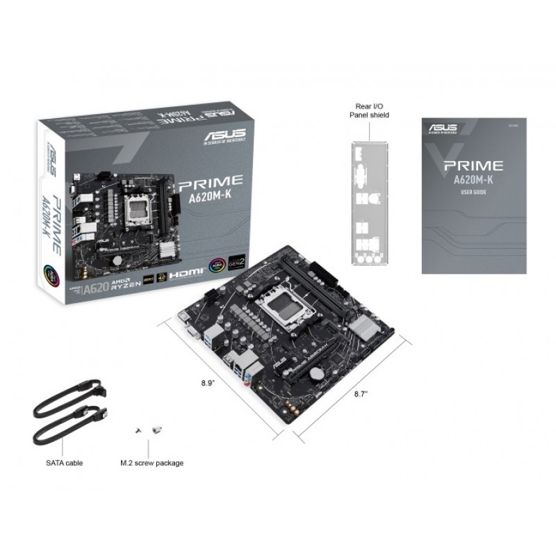 ASUS Материнcька плата PRIME A620M-K sAM5 A620 2xDDR5 HDMI D-Sub mATX