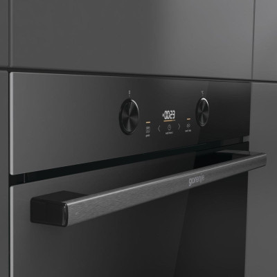 Gorenje Духовий шафа електричний, 77л, A+, пара, дисплей, піроліз, чорний