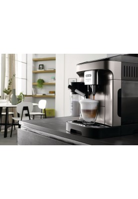 Delonghi Кавомашина Magnifica Evo, 1.8л, зерно+мелена, автомат.капуч, дисплей, авторецептів -7, графіт