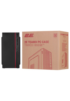 2E Корпус TeamX TMX03 з БЖ 2E ATX400W, 2xUSB2.0, 1x80мм, VGA 220мм, mATX, чорний