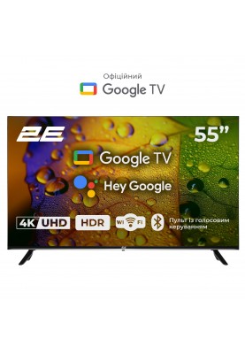 2E Телевізор 55" LED 4K 60Hz Smart Google TV Black