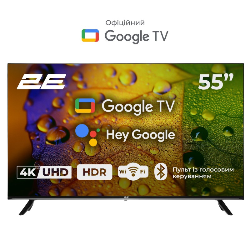 2E Телевізор 55" LED 4K 60Hz Smart Google TV Black