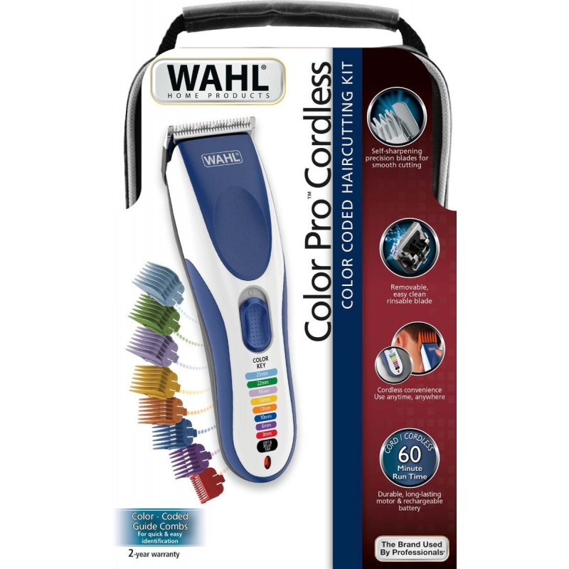 Wahl Набір для стрижки WAHL Color Pro Cordless, мережа+акум., гребінець, ножиці, сталь, синій