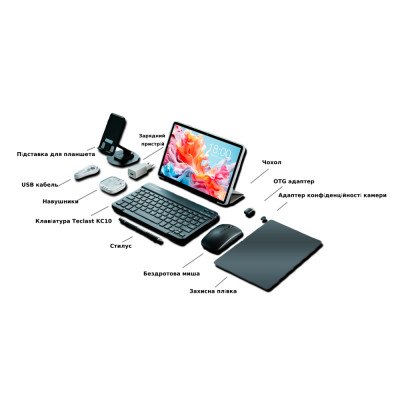 TECLAST Планшет P30T KIT 10,1" 4ГБ, 128ГБ, 6000мА•год, Android, сірий