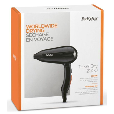 BaByliss Фен 5344E, 2000Вт, складн.ручка, чорний