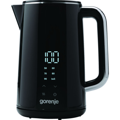 Gorenje Електрочайник, 1.7л, підвійні стінки, LED дисплей, Strix контроль, чорний