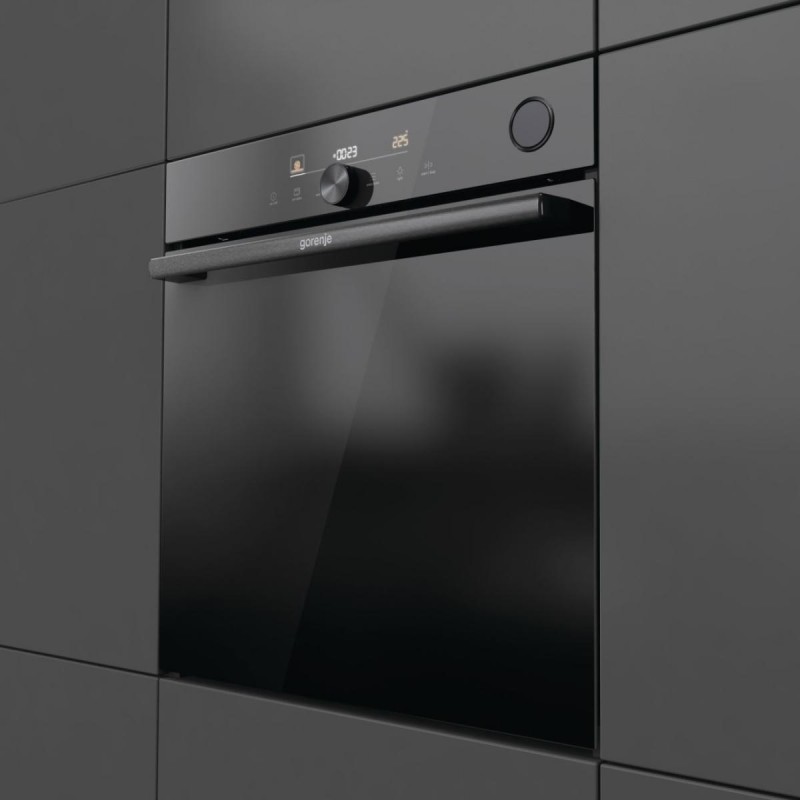 Gorenje Духова шафа електрична, 77л, A+, пара, дисплей, Wi-Fi, чорний