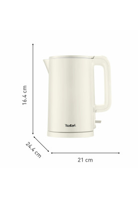 Tefal Електрочайник Thermo Protect, 1.5л, пластик, нержавіюча сталь, світло-бежевий