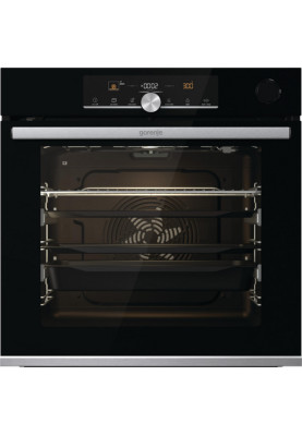 Gorenje Духова шафа електрична, 77л, A+, TouchFree, пара, дисплей, Wi-Fi керування, піроліз, готув. на різн рівнях, нерж