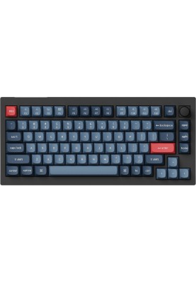 Keychron Клавіатура механічна V1 Max 84Key, Gateron Jupiter Banana, WL/BT/USB-A, QMK, Hot-swap, Knob, EN/UKR, RGB, чорний