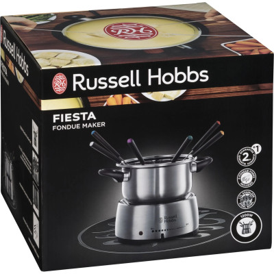 Russell Hobbs Електричне фондю Fiesta, ємність 2л, 1200Вт, 6 виделок в комплекті, нерж. сталь, сірий Russell Hobbs Електричне фондю Fiesta, ємність 2л, 1200Вт, 6 виделок в комплекті, нерж. сталь, сірий
