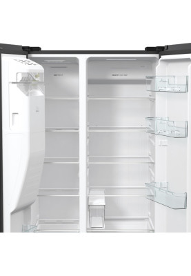 Gorenje Холодильник SBS, 179х70х92см, 2 двері, 376(190)л, А++, NF+, Інв., Зона св-ті, диспенсер, генератор льоду, Зовн. Диспл, чорний