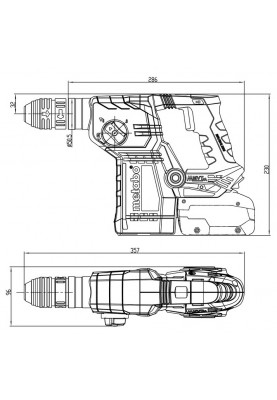 Metabo Перфоратор KH 18 LTX BL 24 Q SET ISA акумуляторний, LiHD, 18В 2*5.5Ач, SDS-plus, 2.2Дж, 3 режими, 0-1280об/хв, пристрій для видалення пилу metaBOX 185 L, 4.1кг