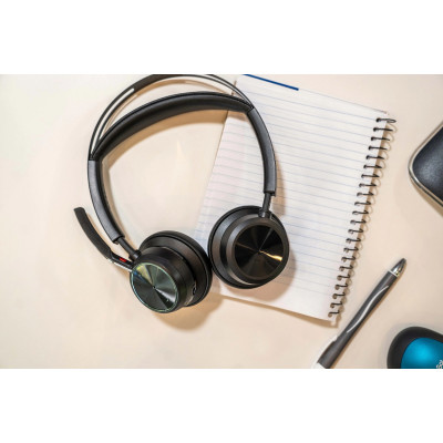 Poly Гарнітура комп'ютерна стерео On-ear Voyager Focus 2, USB-A, Bluetooth, всеспрямований, ANC, Acoustic fence, чорний