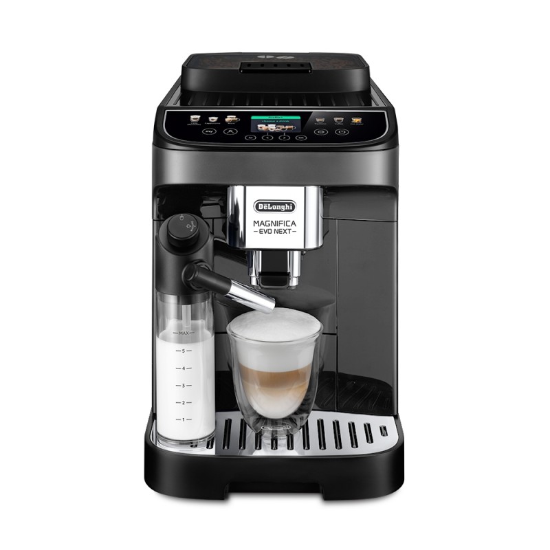 Delonghi Кавомашина Magnifica Evo Next, 1.8л, зерно+мелена, автомат.капуч, дисплей, авторецептів -10, підігрів чашок, подача гар. води, чорний