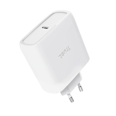 Trust Зарядне пристрій мережевий Maxo 65Вт, GaN, USB-C PD/PPS, білий