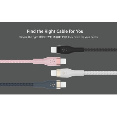 Belkin Кабель USB-A - Lightning плетений, силіконовий, з ремінцем на магніті, 1м, чорний