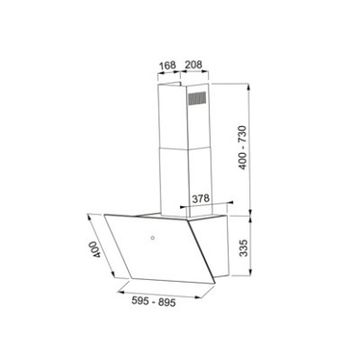Faber Витяжка похила, 60см, 1160м.куб/год, VRT BK A60 2LS, чорний