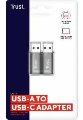 Trust Адаптер Calyx USB-C > USBA3.2, 2шт, чорний