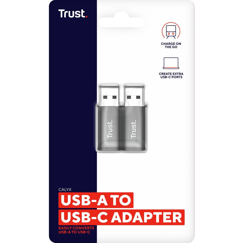 Trust Адаптер Calyx USB-C > USBA3.2, 2шт, чорний