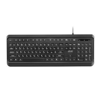 2E Клавіатура мембранна KS120 104key, USB-A, EN/UK/RU, White LED, чорний