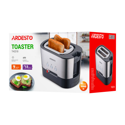 ARDESTO Тостер Steel Collection T-K210 1000 Вт, метал+пластик, сріблясто-чорний