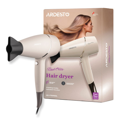 ARDESTO Фен Pearl Cream HD-Y701PERL, 1750-2100Вт, 3 швидкості, 3 темп.режими, бежевий ARDESTO Фен Pearl Cream HD-Y701PERL, 1750-2100Вт, 3 швидкості, 3 темп.режими, бежевий