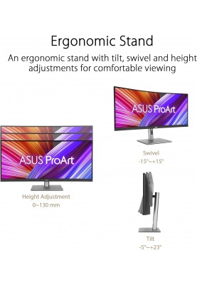 ASUS Монітор 34.1" ProArt PA34VCNV 2xHDMI, 2xDP, USB-C, 2xUSB, RJ45, MM, IPS, 3440x1440, 21:9, sRGB 100%, CURVED, AdaptiveSync, HAS, HDR10