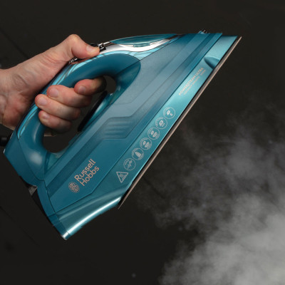 Russell Hobbs Утюг Powersteam Ultra Coconut Smooth, 3100Вт, 350мл, паровий удар -230гр, самоочищення, керам. підошва, блакитний