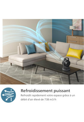 Philips Вентилятор Philips настільний Series 3000, 22см, 27Вт, таймер, поворот 180, чорний