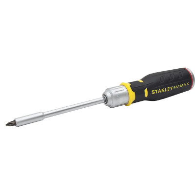 Stanley Викрутка FatMax, бітотримач реверсний 1/4", зберігання біт у рукоятці, 12 біт, SL, PH, PZ, Torx