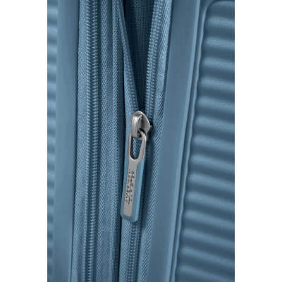 American Tourister Валіза American Tourister, Soundbox, поліпропілен, середня, 67см, 71.5/81л, TSA, 4 колеса, EXP, сіро-синій
