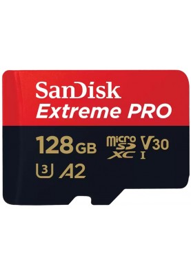 SanDisk Карта пам'яті 128GB microSDXC C10 UHS-I U3 R200/W90MB/s Extreme Pro V30 + SD