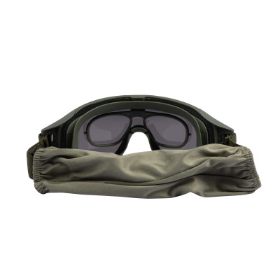 2E Tactical Маска тактична, захисна Hawk Army Green Anti-fog, сумка, 3 лінзи
