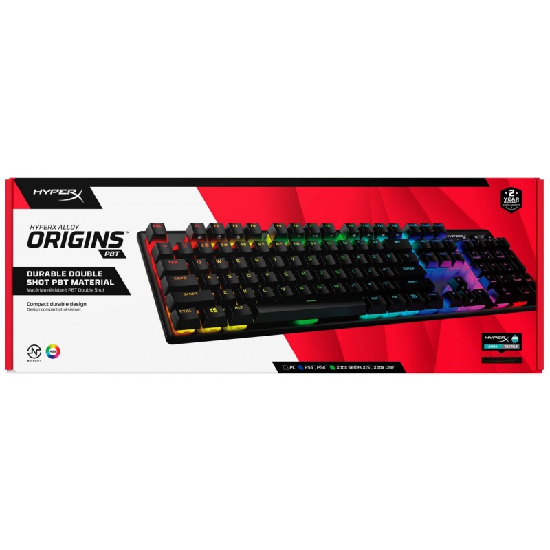 HyperX Клавіатура Alloy Origins Aqua USB RGB PBT ENG/RU, Black