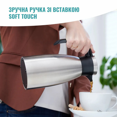Tefal Термоглічик Tefal Soft Grip, 1.5л, нежавіюча сталь, пластик, чорний Tefal Термоглічик Tefal Soft Grip, 1.5л, нежавіюча сталь, пластик, чорний