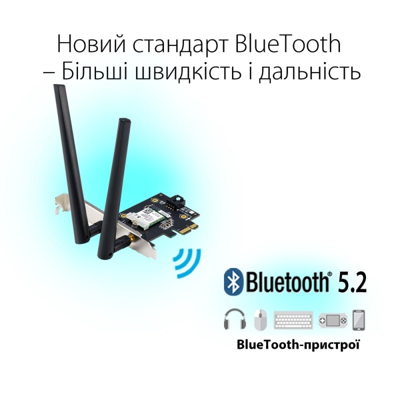 ASUS WiFi-адаптер PCE-AX1800 Bluetooth 5.2 PCI Express WPA3 MU-MIMO OFDMA