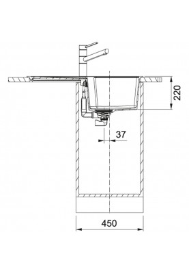 Franke Мийка кухонна Urban, фраграніт, прямокутник, з крилом, 780х500х220мм, чаша - 1, накладна, UBG 611-78, чорний матовий