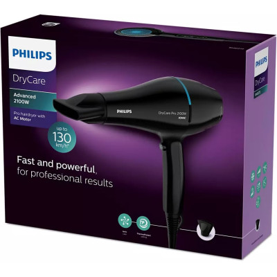 Philips Фен DryCare, 2100Вт, 4 режими, іоніз-я, хол. обдув, чорний