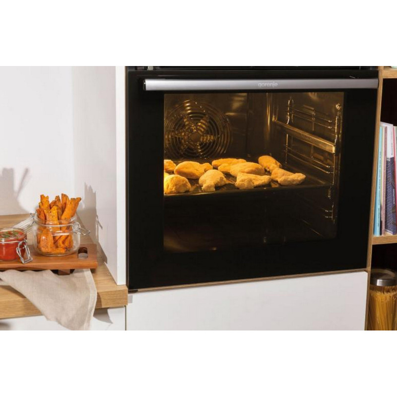 Gorenje Духова шафа електрична, 77л, A+, пара, дисплей, готування на різних рівнях, нерж