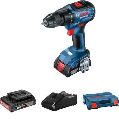 Bosch Шурупокрут-дриль акумуляторний GSR 18 V-50, 18В 2x2Aг, 50Нм, 20+1, 460/1800об/хв, 1кг