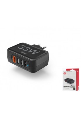 HAMA Універсальний зарядний пристрій Hama 4 x USB-A QC, Qualcomm 3.0, 33W Black